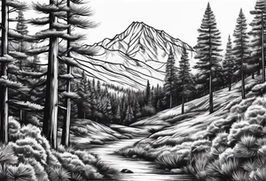 pine forest without mountains tattoo idea