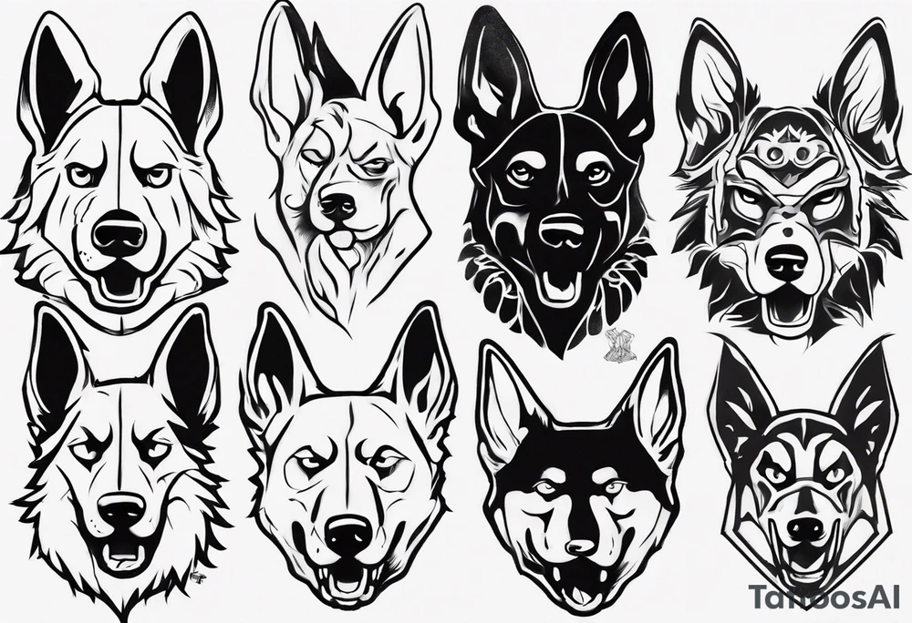Angry German shepherd dog tattoo idea