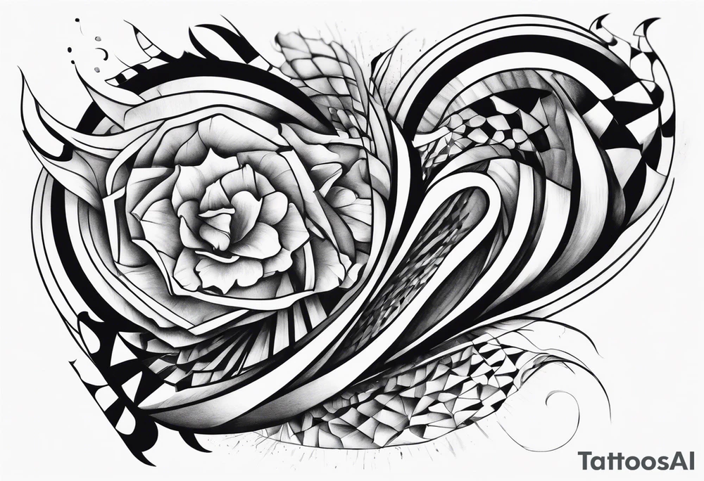 extreme fragmented twisted tissue anger pain on elbow tattoo idea