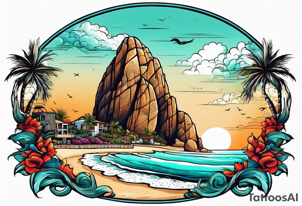 Cabo beach that shows the famous rock formation tattoo idea