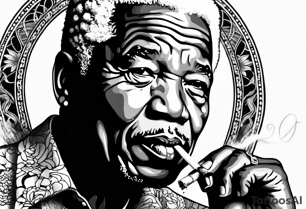 Nelson Mandela smoking cigarette tattoo idea