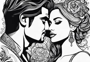 man and woman looking at each other with love tattoo idea