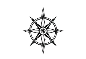 Simple double layered compass rose tattoo idea