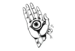 una mano con una copa y un ojo en la copa tattoo idea