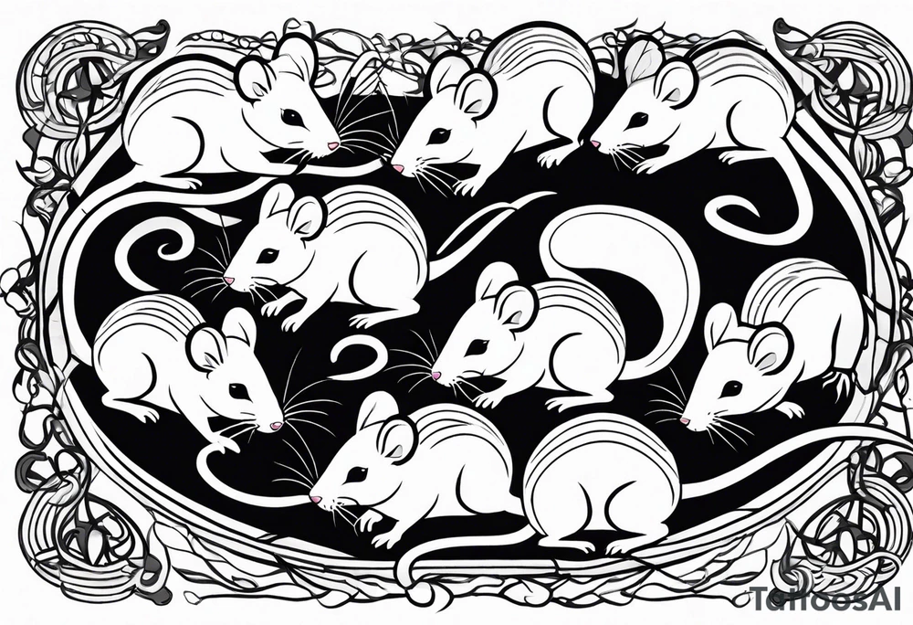 A collection of rats or mice whose tails are intertwined and bound together in some way. tattoo idea