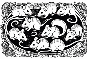 A collection of rats or mice whose tails are intertwined and bound together in some way. tattoo idea