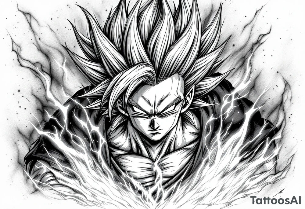 legendary dragonball z with energy aura and power effects tattoo idea