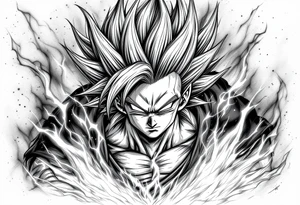 legendary dragonball z with energy aura and power effects tattoo idea