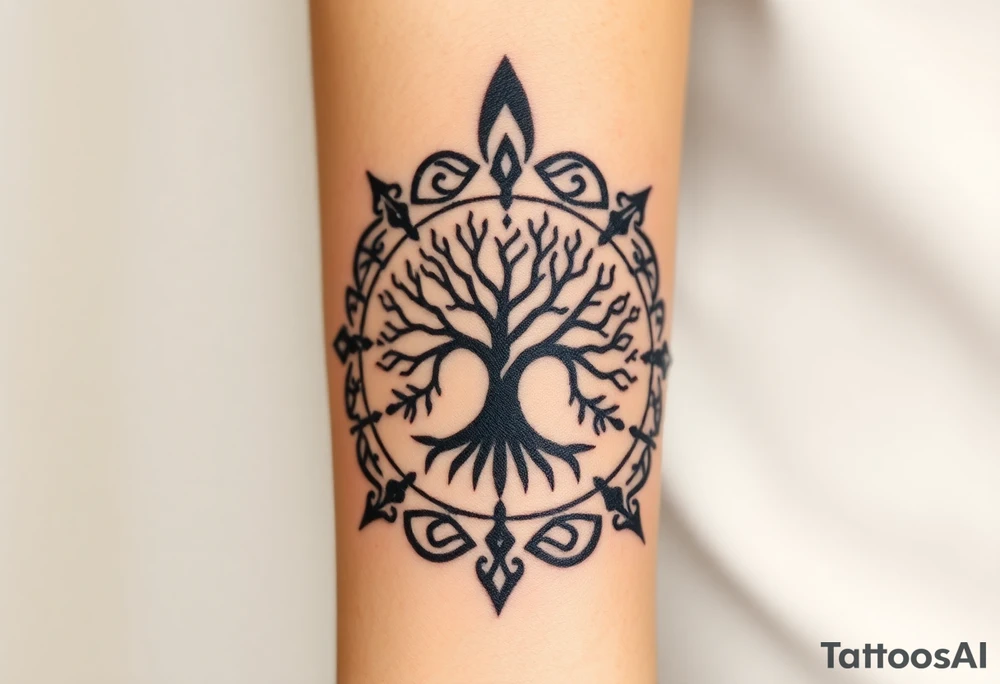 Tree of life circle tattoo idea