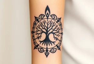 Tree of life circle tattoo idea