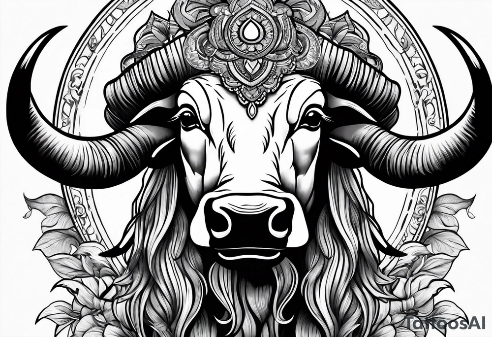 woman riding a buffalo tattoo idea