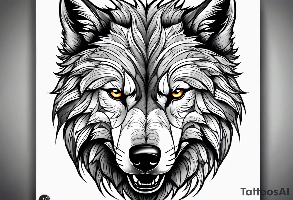 angry alpha wolf tattoo idea