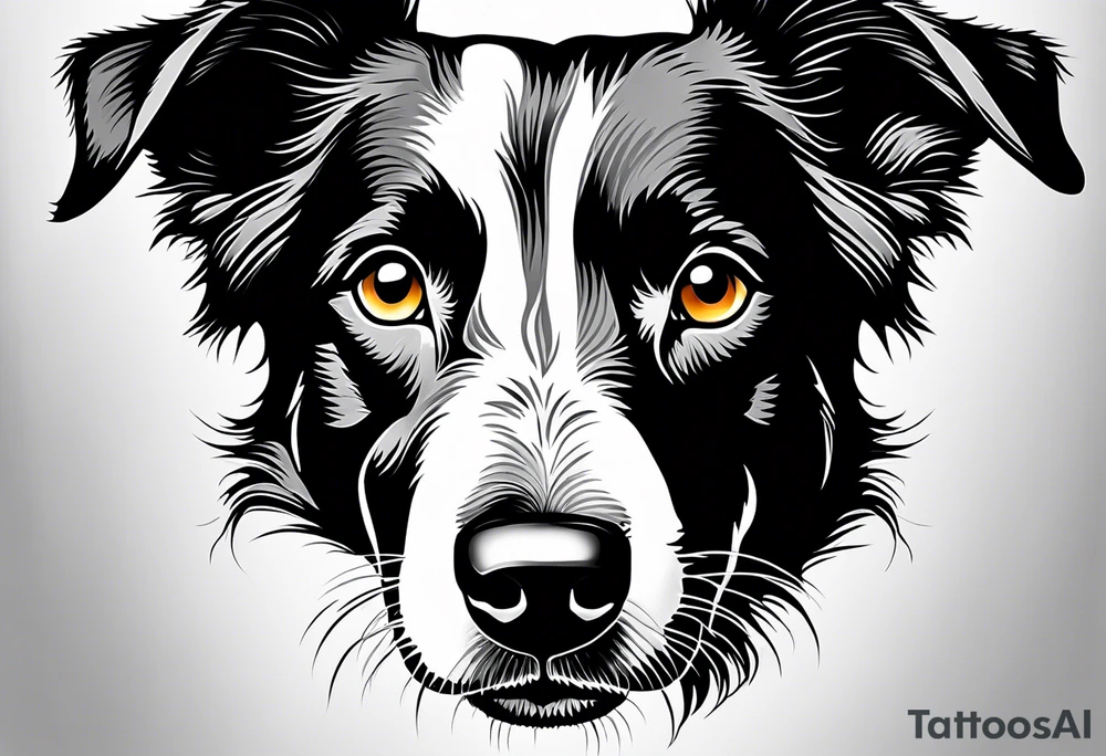 Tattoo of a border collie with one eye tattoo idea
