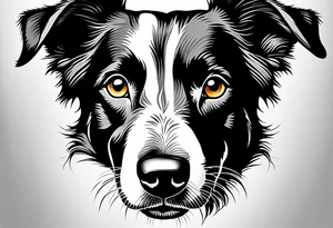 Tattoo of a border collie with one eye tattoo idea