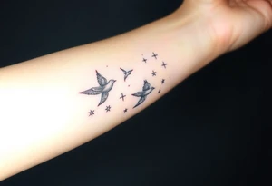 birds flying to the stars tattoo idea