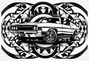 1970 442 automobile i side a circle tattoo idea