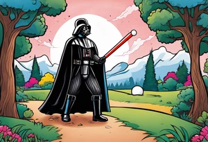 Darth Vader playing croquet with Bob Ross tattoo idea