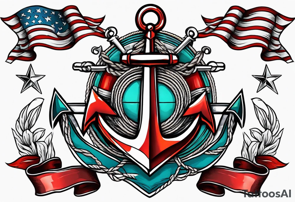 old school anchor with rope wrapped around anchor and banner across anchor tattoo idea