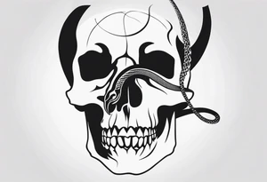 Snake on skull head tattoo idea