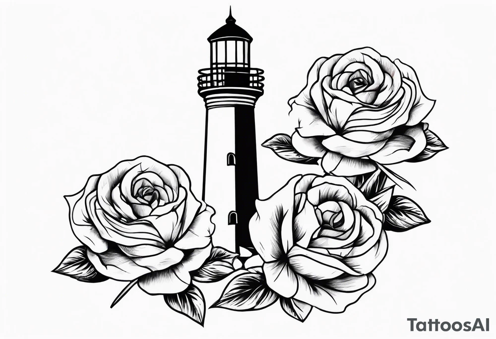 Zwei Rosen mit Leuchtturm tattoo idea