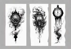 Modern clock fading with smoke 2023 edition tattoo idea