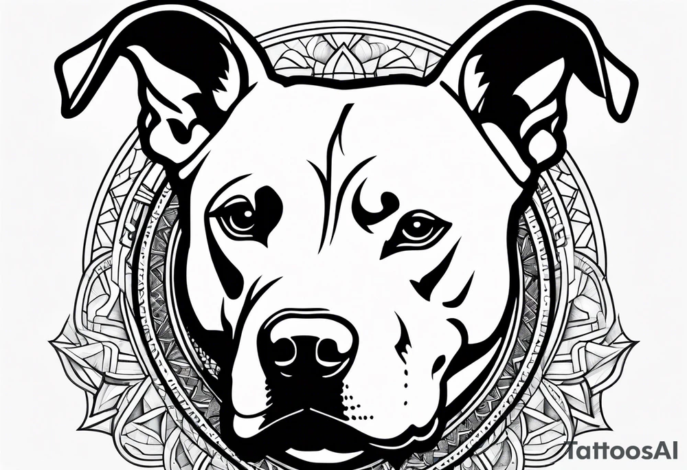 white pitbull pointed ears tattoo idea