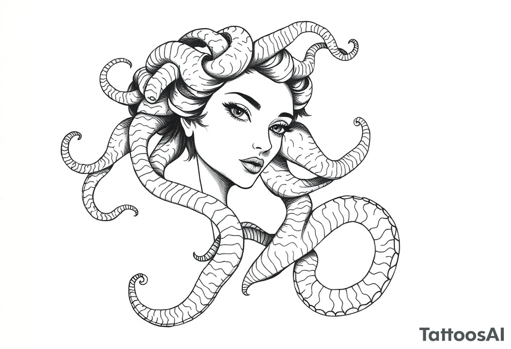 Pretty Medusa modern design tattoo idea