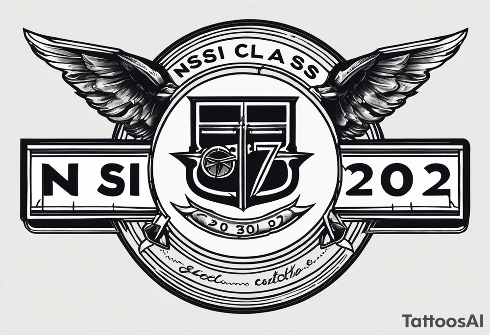 simple banner that says "NSI CLASS 24020" tattoo idea
