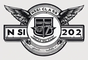 simple banner that says "NSI CLASS 24020" tattoo idea
