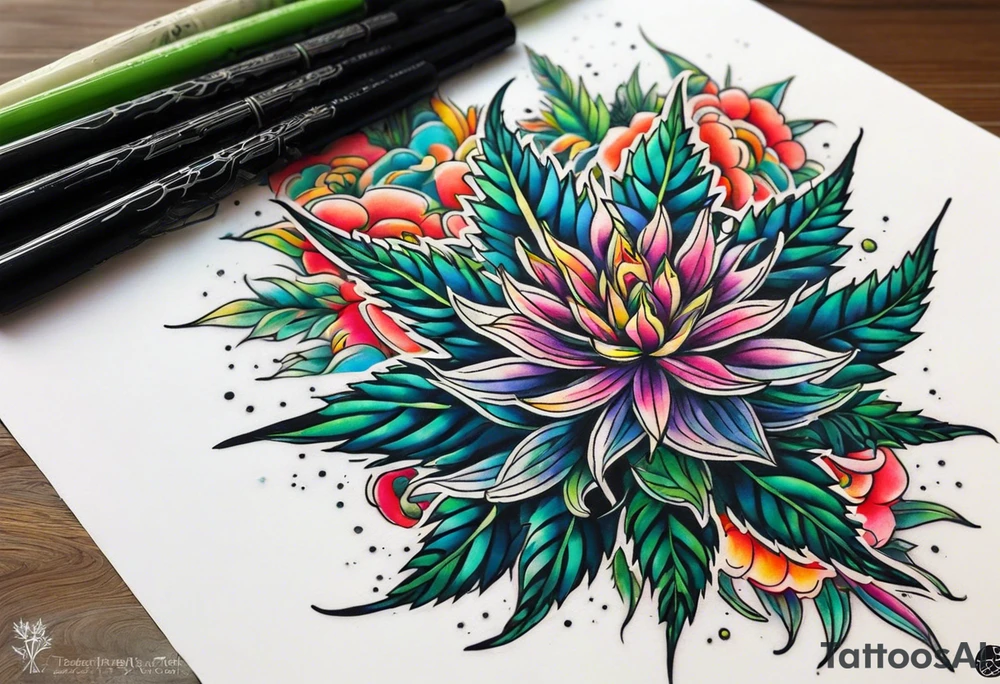 Marijuana and Psychedelic inspired tattoo tattoo idea