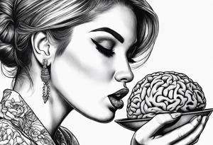 Woman eating her own brain tattoo idea