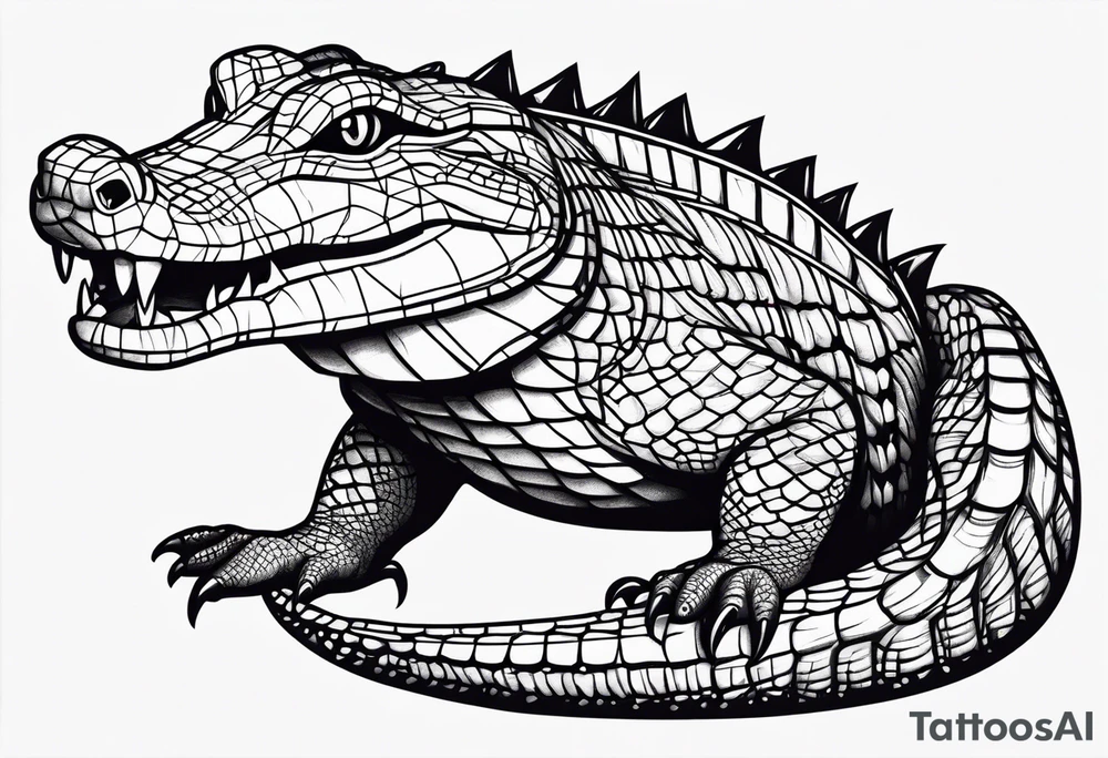 Full body Caiman with tail tattoo idea