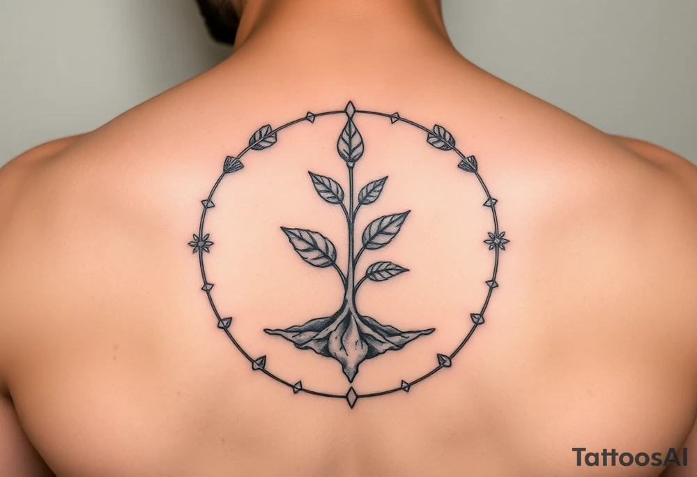 sprout tattoo incorporated in a cycle that symbolizes that every year we just grow all over again tattoo idea