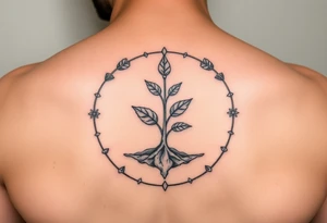 sprout tattoo incorporated in a cycle that symbolizes that every year we just grow all over again tattoo idea