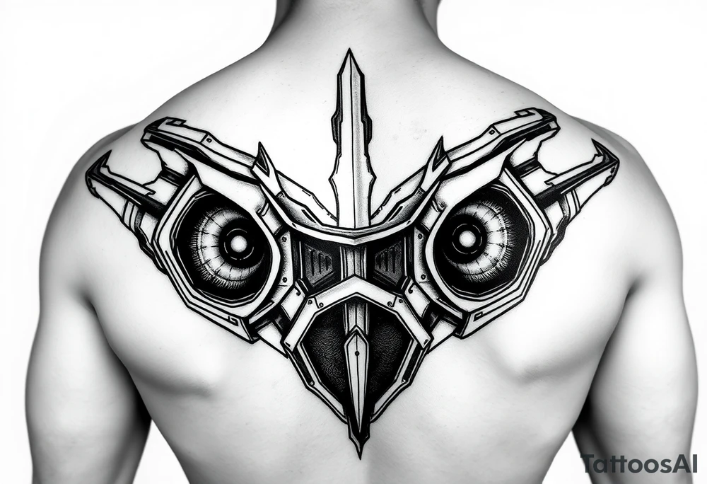 a back tattoo that looks like an exhaust vent, make it look more futuristic and have it to where theres two exhausts
 on both back sides tattoo idea