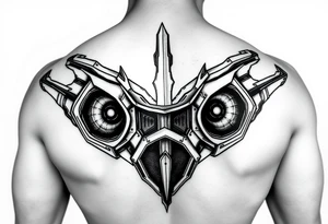 a back tattoo that looks like an exhaust vent, make it look more futuristic and have it to where theres two exhausts
 on both back sides tattoo idea