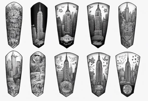 full arm sleeve tattoo based on new york city tattoo idea