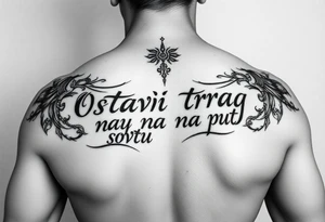 Make an arm tattoos with and or representing the words ostavi trag na putu svom tattoo idea
