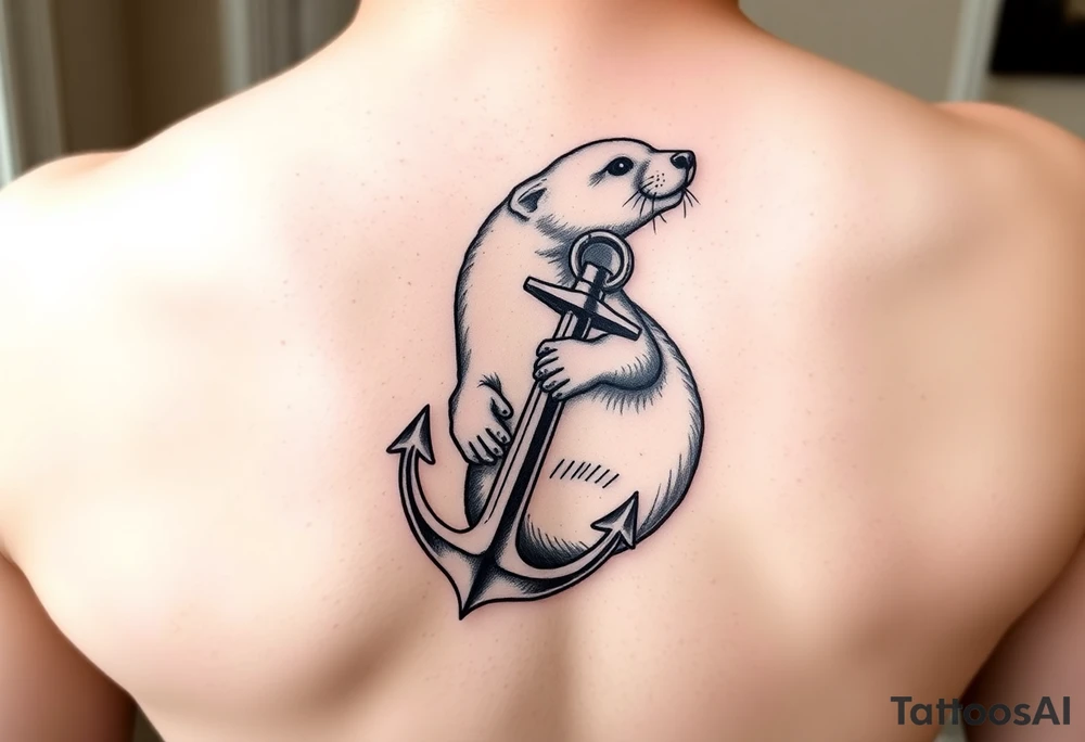 Weasel with anchor tattoo idea