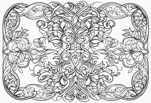 vertical and tall flower vine with shapes tattoo idea