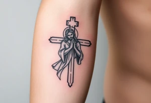 Jesus praying cross tattoo idea