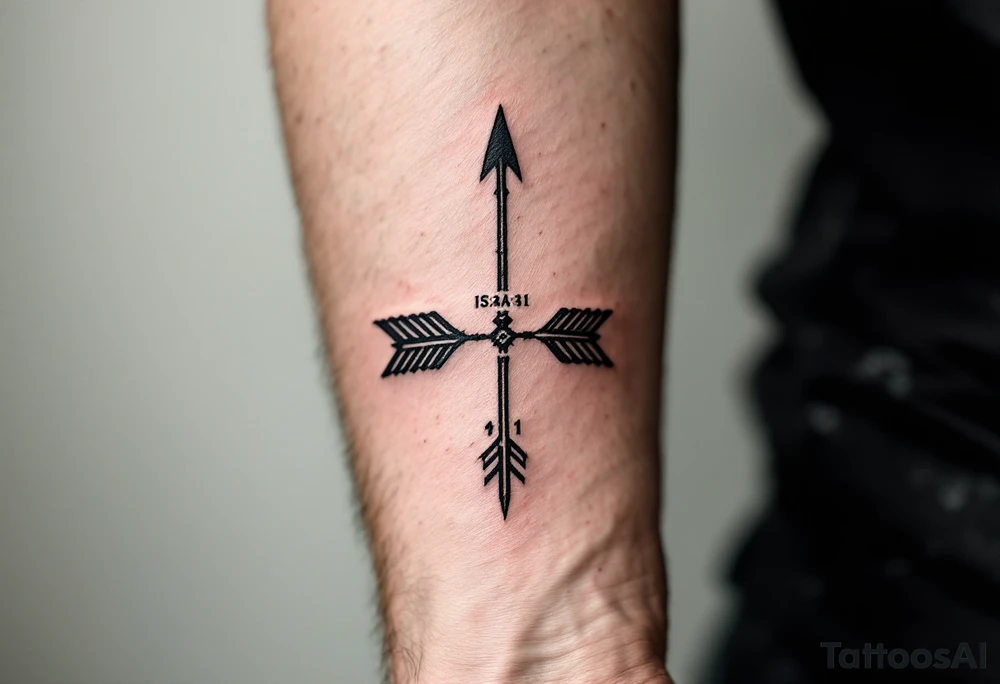 japanese arrow saying "Isaiah 40:31" tattoo idea