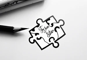 small, delicate puzzle piece with the handwritten words "to my favorite sister" tattoo idea