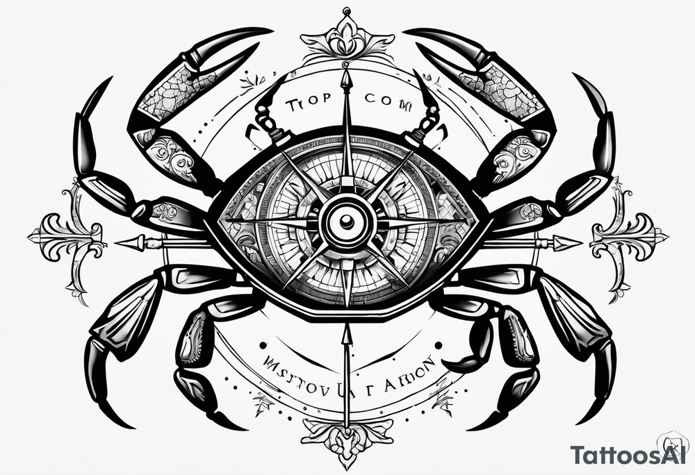 Crab Compass Arrow tattoo idea