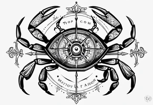 Crab Compass Arrow tattoo idea