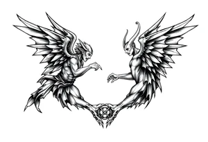 angels vs demons sleeves tattoo idea