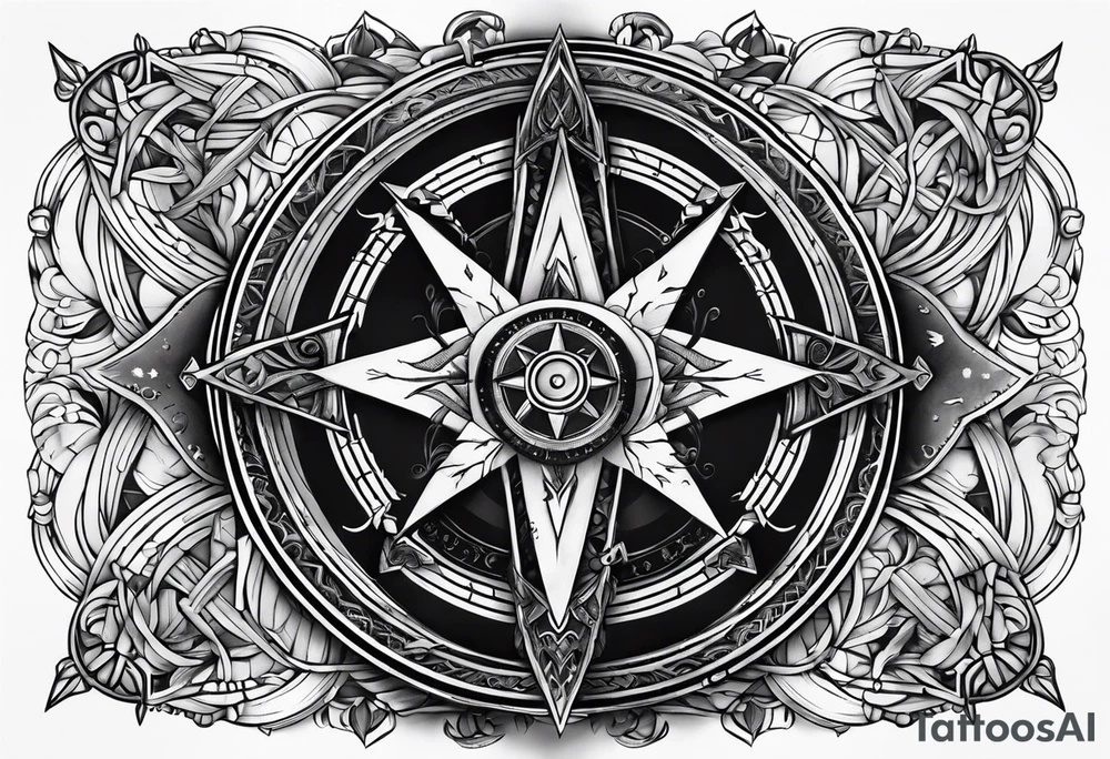 Axe of matthias inside compass tattoo idea