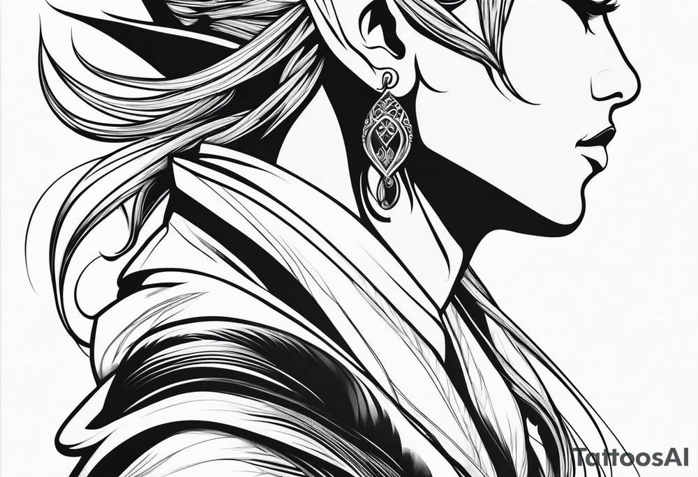 pointed ears elf simple profile tattoo idea