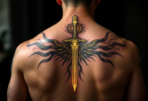 sword, luminous gold tattoo idea