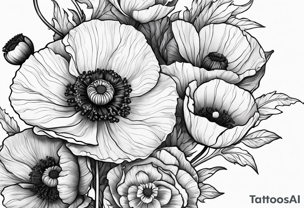 Poppy flowers shoulder tattoo idea